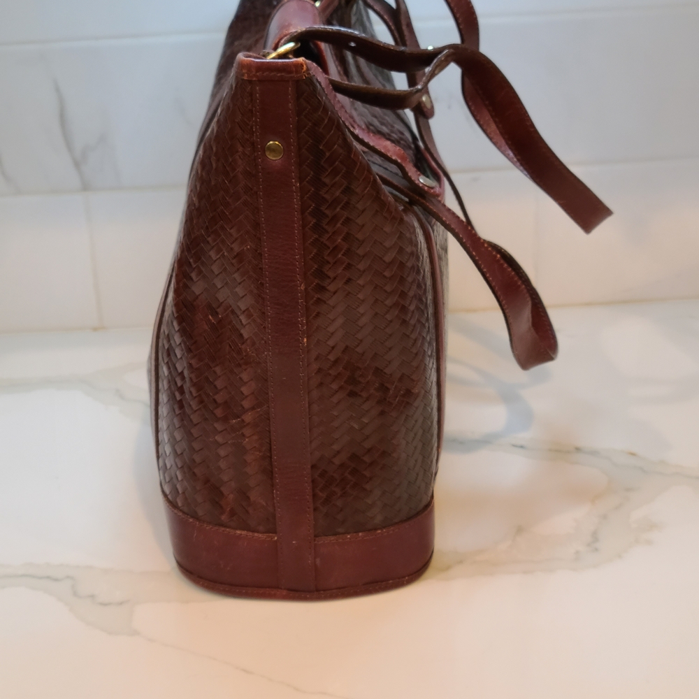 Brahmin Vintage Dark Brown Leather Tote - Picture 9 of 13